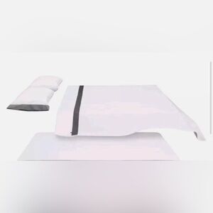 CASPER THE SHEETS 💯 SUPIMA QUEEN SIZE FLAT SHEET ONLY WHITE /GRAY NEW CONDITION